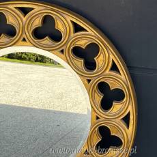 Okrągłe lustro w stylu retro z ażurową złotą ramą ø80 cm