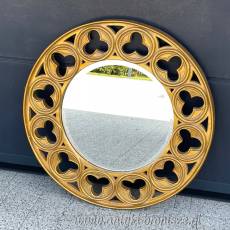 Okrągłe lustro w stylu retro z ażurową złotą ramą ø80 cm