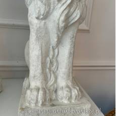 SIEDZĄCE LWY FIGURA ALABASTROWA KOMPLET. białe