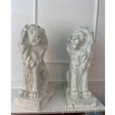 SIEDZĄCE LWY FIGURA ALABASTROWA KOMPLET. białe