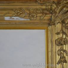 Pejzaż w złotej ramie, olej na desce podpisany 47/62cm w świetle 33/48cm poł.XXw