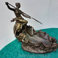 Puchar dekoracyjny z brazu artystycznego "bogini z trojzebem" - poz. 6790