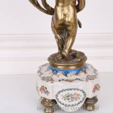 PODWÓJNY ŚWIECZNIK NA AMORKU porcelana + brąz