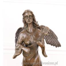 ANIOŁ Z MANDOLINĄ - FIGURA Z BRĄZU rzeźba