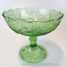 Zielona owocarka wzór “Girlandy” nr. 339 Huta Szkła Ząbkowice  wys.19,5cm