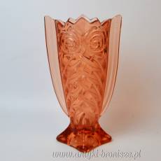 Wazon art deco sowa huta szkła Niemen lub Krosno skrzydlak lata 30te