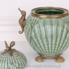 SZKATUŁKA- BOMBONIERA- PORCELANA zielona muszelka