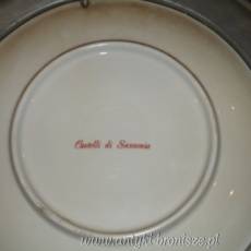 Talerz z cyny z porcelanowa wkladka z malowidlem "Castelli di Sassonia" dia 27cm - poz. 3837