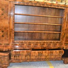 Komplet Gabinetowy Biurko i Biblioteka 3m. orzech 1920/30r Art Deco  po renowacji