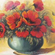 Obraz olejny na płótnie maki w wazonie Jan Czarnota 80 x 60 cm