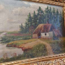 Obraz olejny na płótnie w złoconej ramie K. Wolski 58 x 47 cm