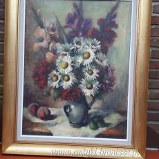 ONP - "Kwiaty", podpisany, w zloconej drewnianej ramie  - rozm. zewn.: 65 x 50 cm