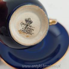 Filiżanki do mokki 6szt kobalt-złoto Anglia Crown Davon lata 30 XXw