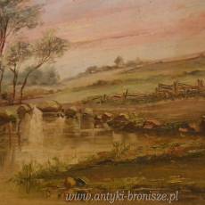OKAZJA-WYPRZEDAZ !! - ONP Szkola belgijska P. Vandevenne (1870-1954) “Pejzaz nad woda” - rozm.:72 x 91cm - poz. 3020