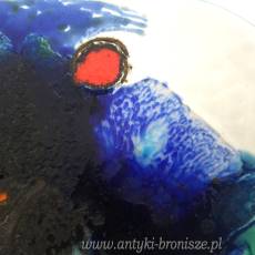 Patera ceramiczna ryba, dekoracja fat lava, Janaky, Węgry lata 60/70te