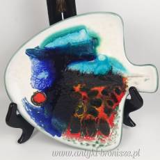 Patera ceramiczna ryba, dekoracja fat lava, Janaky, Węgry lata 60/70te