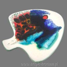 Patera ceramiczna ryba, dekoracja fat lava, Janaky, Węgry lata 60/70te