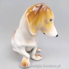 Jamnik siedzący duża figurka 20/15.5cm Steatyt Katowice lata 50te