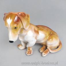 Jamnik siedzący duża figurka 20/15.5cm Steatyt Katowice lata 50te