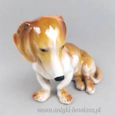 Jamnik siedzący duża figurka 20/15.5cm Steatyt Katowice lata 50te