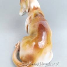 Jamnik siedzący duża figurka 20/15.5cm Steatyt Katowice lata 50te