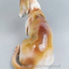 Jamnik siedzący duża figurka 20/15.5cm Steatyt Katowice lata 50te