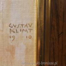 Obraz Gustav Klimt Dama w czarnym kapeluszu z piórami reprodukcja na płótnie w drewnianej ramie