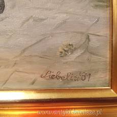 Obraz w złotej ramie “Mały sekret” kopia na płótnie 38/48cm .