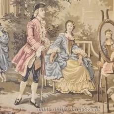 Duży  gobelin na ścianę scenka dworska  Francja 150/125cm