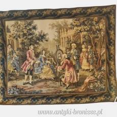 Duży  gobelin na ścianę scenka dworska  Francja 150/125cm