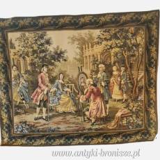 Duży  gobelin na ścianę scenka dworska  Francja 150/125cm