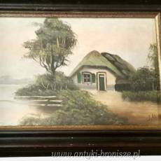 Olej na płótnie w drewnianej ramie podpisany Holik 38/28cm