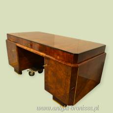 Biurko art deco dwustronne Polska lata 30te  orzech po renowacji
