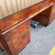 Biurko art deco dwustronne Polska lata 30te  orzech po renowacji