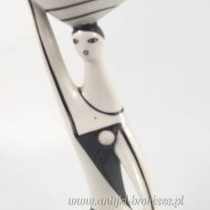 New Look Rzeźba kobieta z misą Zsolnay Török János 1960r biało czarna