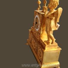 Zegar kominkowy empirowy , brąz złocony Francja 1830r