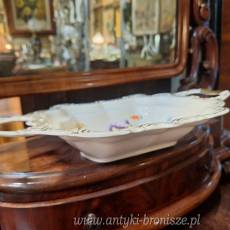 Patera / misa z porcelany , polichromia w kwiaty z uchwytami, sygn. Kueps Bavaria Lindner - poz. 4577