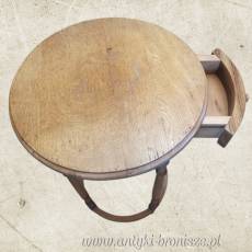 Okrągły dębowy stolik konsolka z szufladką wys.68cm średnica 48cm