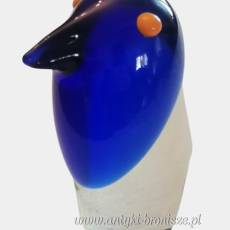 Pingwin przycisk szkło artystyczne lata 80te  wys. 16.5 cm.
