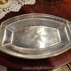 Patera Art Déco, plater sygn. ARGENTOR z krysztalowym wkladem - poz.4619