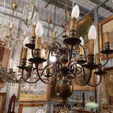 Lampa z brazu, 12-ramienna, dwupoziomowa, z orlem - poz. 6577