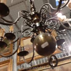 Lampa z brazu, 12-ramienna, dwupoziomowa, z orlem - poz. 6577