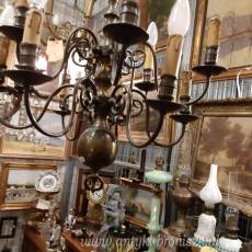 Lampa z brazu, 12-ramienna, dwupoziomowa, z orlem - poz. 6577