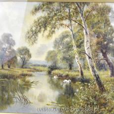 Pejzaż rzeczny “Thames Backwater Clieveden”  Sidney Yates Johnson Anglia XIX/XXw