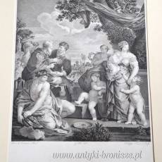 Grafika “Przymierze Jakuba z Lebanem” - Pietro da Cortona , Philippe Triere sculp. (francuski grawer (1756 - ok. 1815 ?)