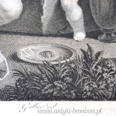 Grafika “Przymierze Jakuba z Lebanem” - Pietro da Cortona , Philippe Triere sculp. (francuski grawer (1756 - ok. 1815 ?)