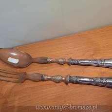 Sztucce do salaty z kosci z platerowa raczka, XIX w. - poz. 4082