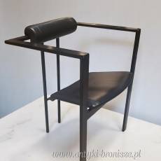 Krzesło Memphis “Trix” Karl Friedrich Förster KFF Design Niemcy lata 80 czarne metal/ skóra
