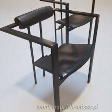 Krzesło Memphis “Trix” Karl Friedrich Förster KFF Design Niemcy lata 80 czarne metal/ skóra
