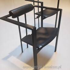 Krzesło Memphis “Trix” Karl Friedrich Förster KFF Design Niemcy lata 80 czarne metal/ skóra